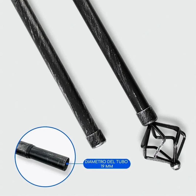 BARRAS DE CORTINA EXTENSIBLES METALICAS 120-210 CM COLOR NEGRO Y PLATA - 5