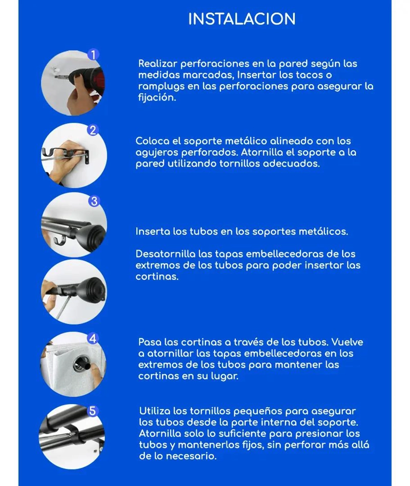 BARRAS METALICAS EXTENSIBLES PARA CORTINAS DE 120 A 210 CM - 10