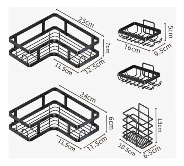 SET DE 5 ORGANIZADORES DE DUCHA COLGANTES PARA BAÑO - 3
