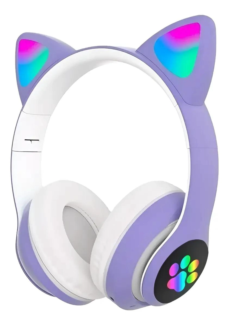 AUDIFONOS BLUETOOTH CON OREJAS LED PARA NIÑA COLOR VIOLETA - 1