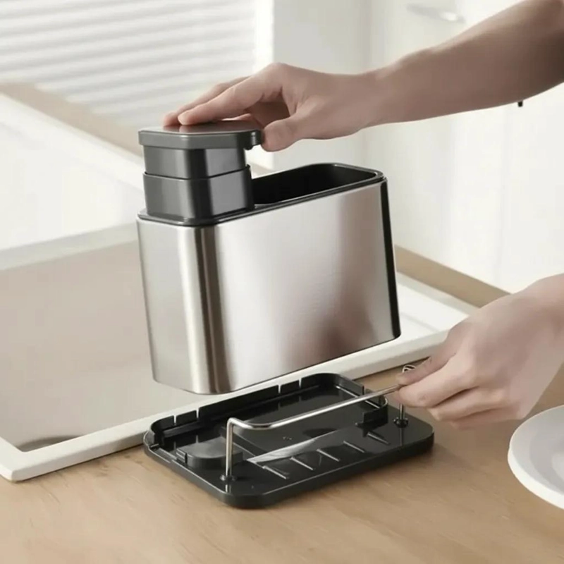 ORGANIZADOR DE LAVAPLATOS DE ACERO INOXIDABLE CON DISPENSADOR - 10