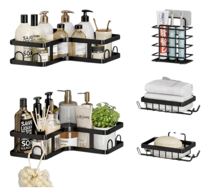 SET DE 5 PIEZAS PARA ORGANIZAR EL BAÑO DE METAL - 1