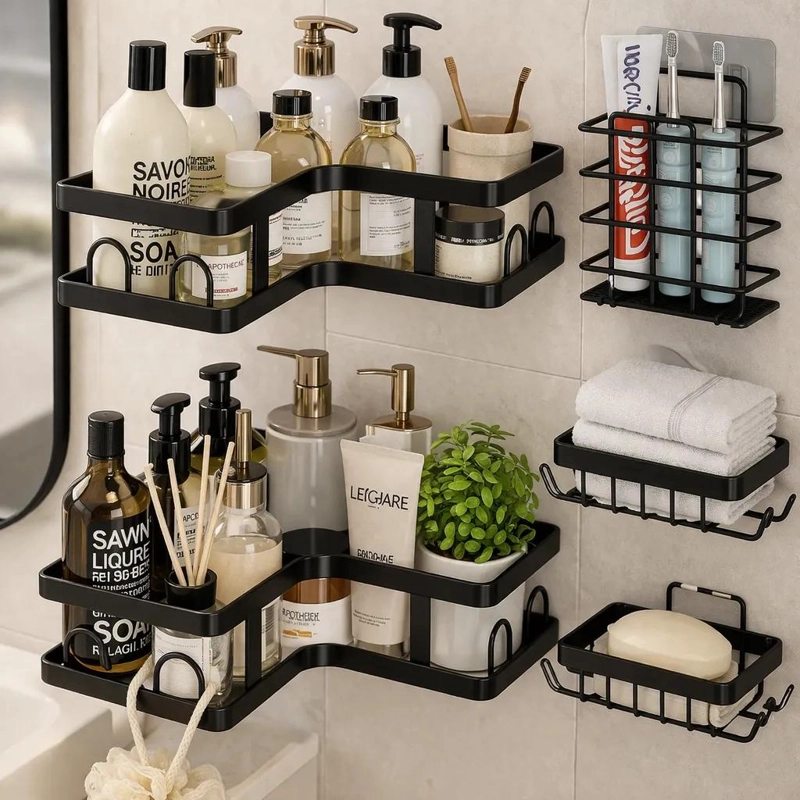 SET DE 5 PIEZAS PARA ORGANIZAR EL BAÑO DE METAL - 2