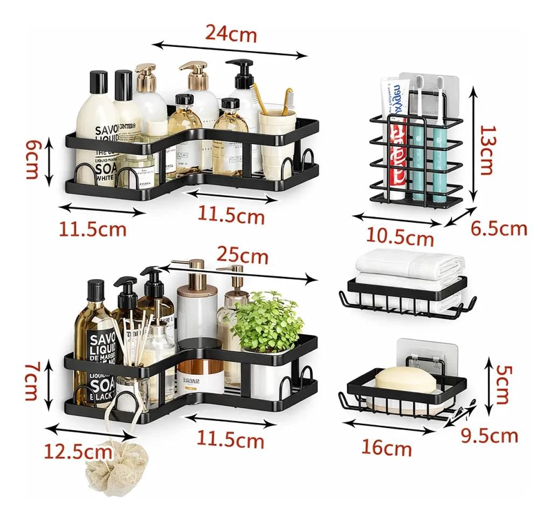 SET DE 5 PIEZAS PARA ORGANIZAR EL BAÑO DE METAL - 3