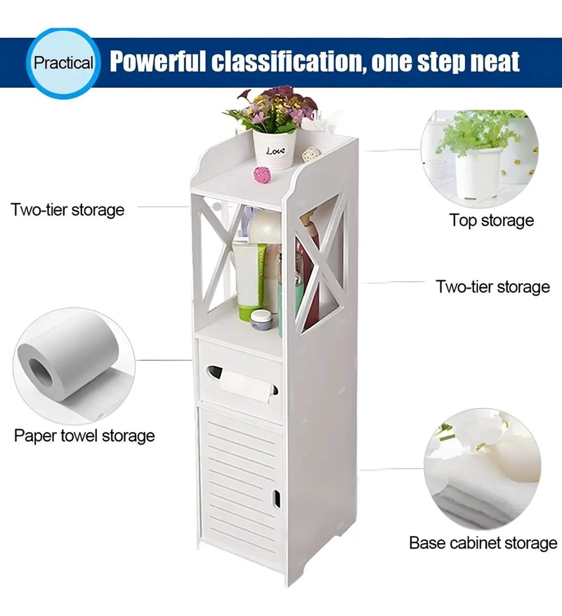 MUEBLE ORGANIZADOR DE BAÑO ESTANTE BLANCO 80X20X20CM - 3