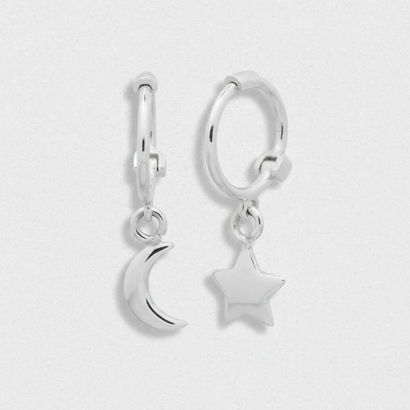 AROS HUGGIE LUNA ESTRELLA EN PLATA 925, DISEÑO MODERNO - 7