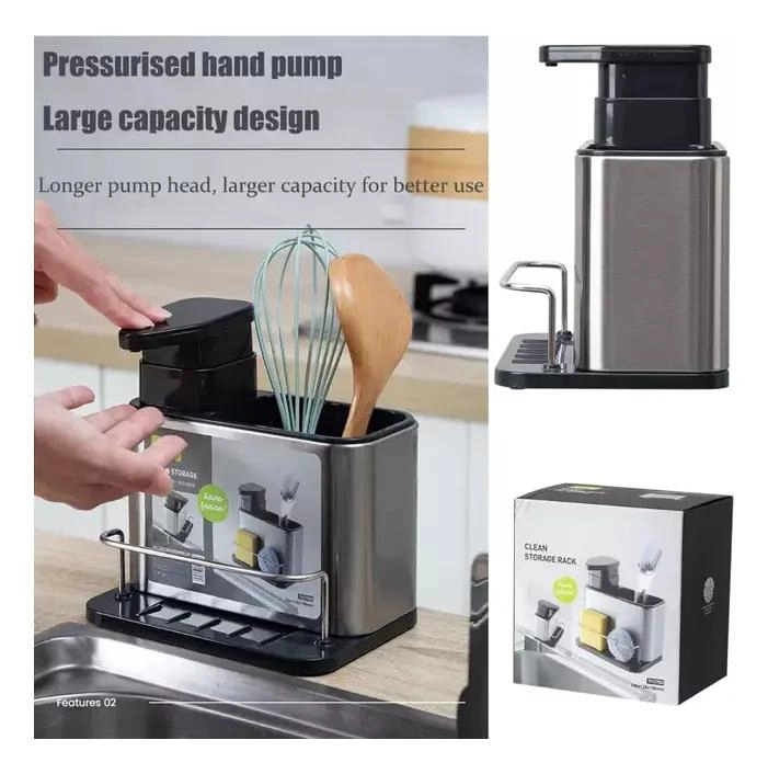 DISPENSADOR Y ORGANIZADOR DE JABON PARA COCINA COMPACTO - 4