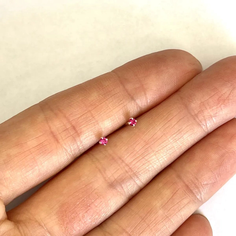 AROS PEQUEÑOS DE LUZ FUCSIA EN PLATA 925 PARA PERFORACIONES - 3