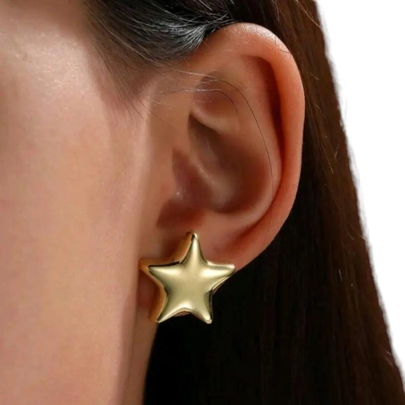 AROS MAXI ESTRELLA ELEGANTES EN ORO 18K PARA DAMA - 1