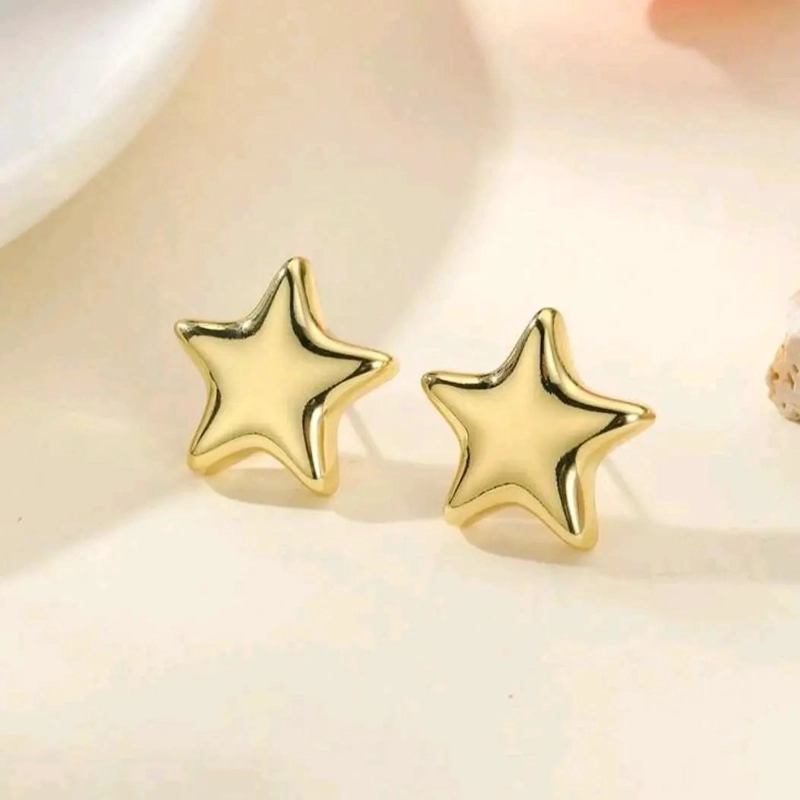 AROS MAXI ESTRELLA ELEGANTES EN ORO 18K PARA DAMA - 2