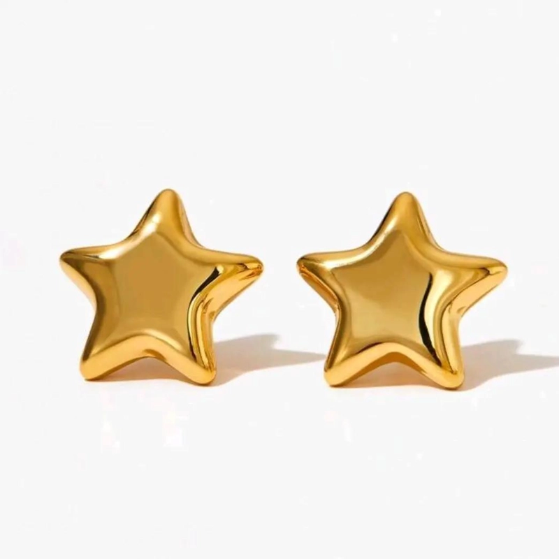 AROS MAXI ESTRELLA ELEGANTES EN ORO 18K PARA DAMA - 3
