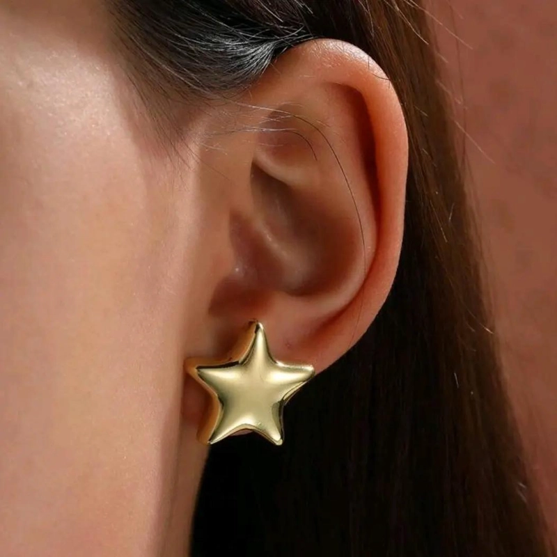 AROS MAXI ESTRELLA ELEGANTES EN ORO 18K PARA DAMA - 4