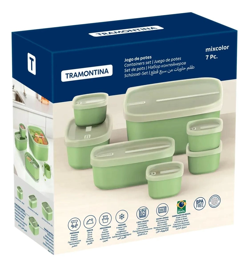 JUEGO DE POTES EN POLIPROPILENO VERDE SALVIA CON TAPA - 4