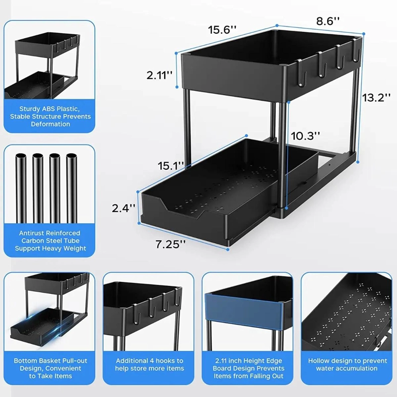 ORGANIZADOR DESLIZANTE PARA BAÑO Y COCINA CON CAJON - 2