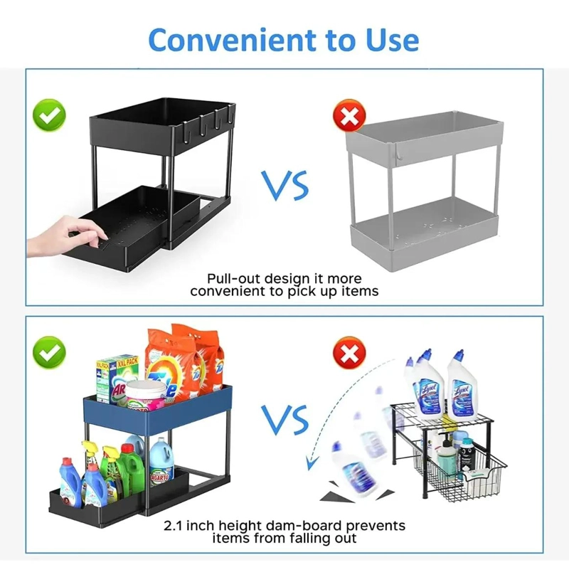 ORGANIZADOR DESLIZANTE PARA BAÑO Y COCINA CON CAJON - 3