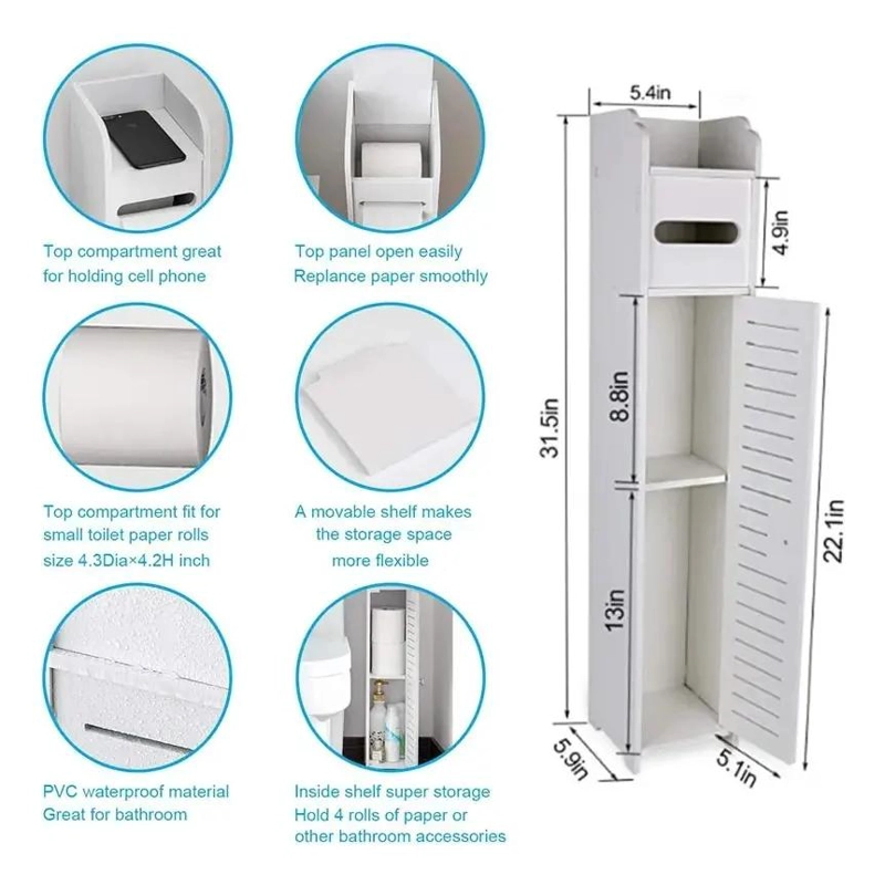 SOPORTE DE PAPEL ORGANIZADOR PARA BAÑO EN COLOR BLANCO - 7