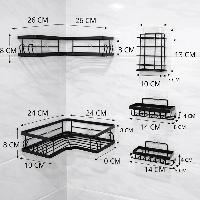 ORGANIZADOR ESQUINERO DE BAÑO 5 PIEZAS PARA DUCHA - 2