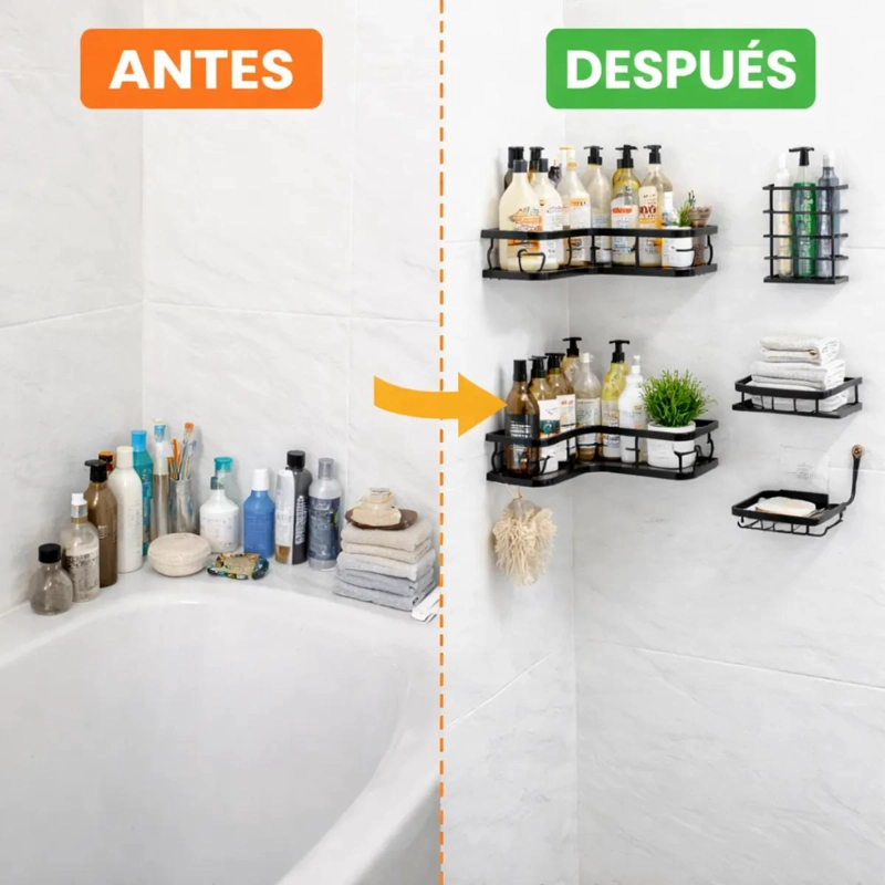 ORGANIZADOR ESQUINERO DE BAÑO 5 PIEZAS PARA DUCHA - 5