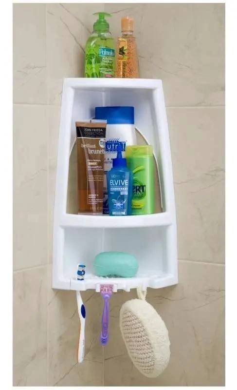 ORGANIZADOR ESQUINERO DE BAÑO EN PLASTICO BLANCO - 1