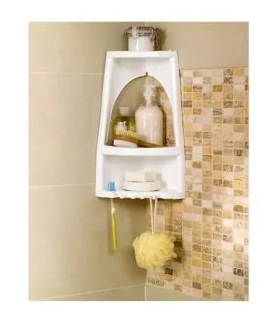 ORGANIZADOR ESQUINERO DE BAÑO EN PLASTICO BLANCO - 2