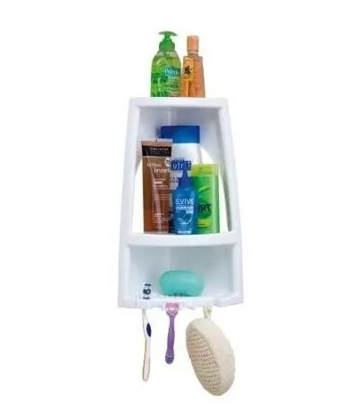 ORGANIZADOR ESQUINERO DE BAÑO EN PLASTICO BLANCO - 3