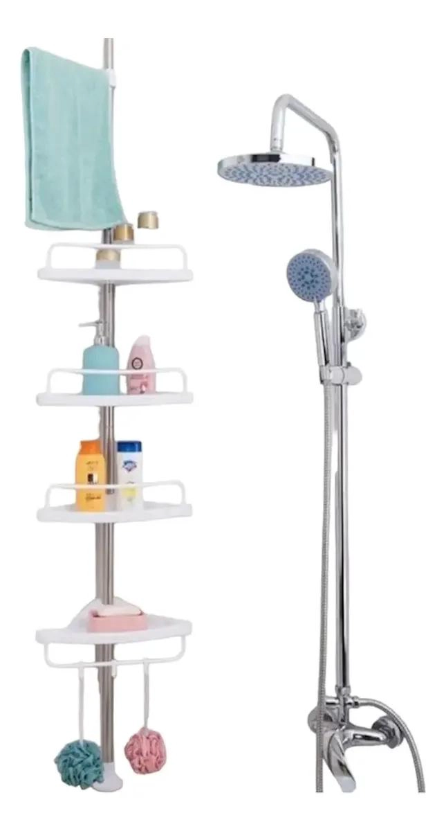 ESTANTERIA ESQUINERA AJUSTABLE PARA DUCHA Y BAÑO DE 4 NIVELES - 1
