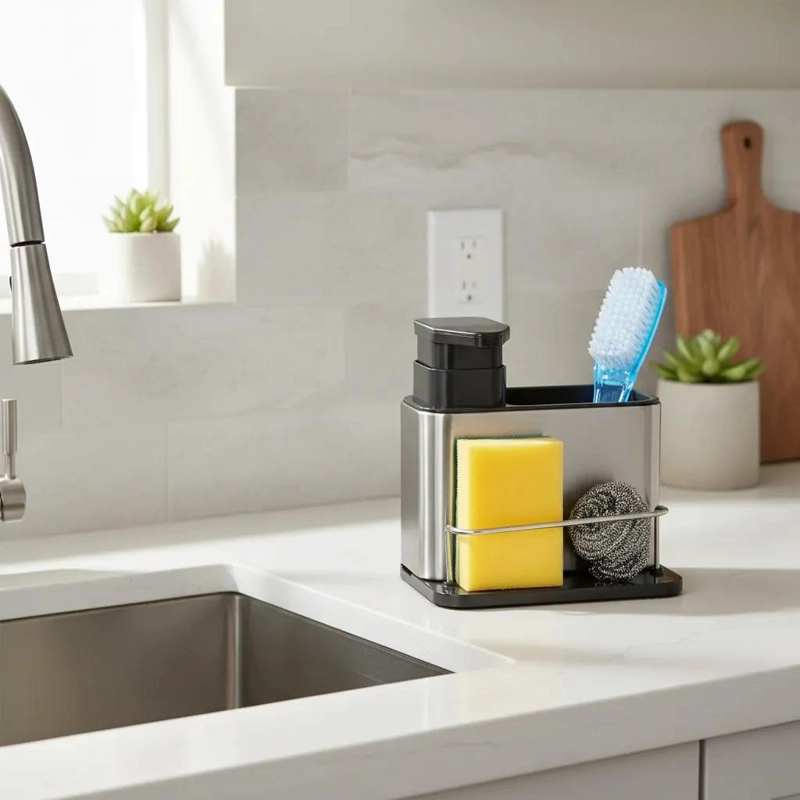 DISPENSADOR DE LAVALOZAS Y PORTA ESPONJA ORGANIZADO PARA COCINA - 1