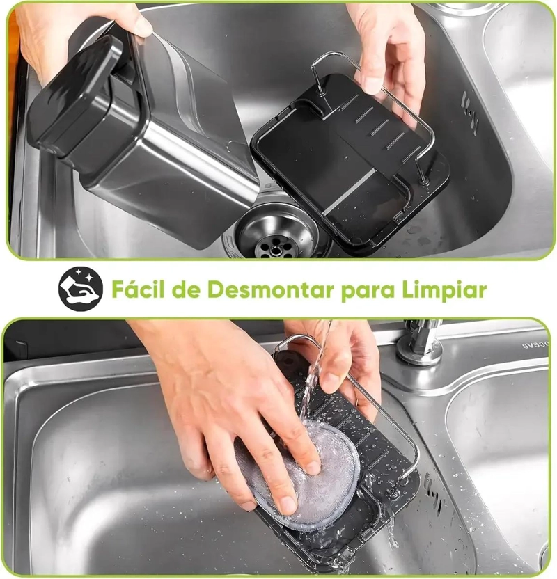 DISPENSADOR DE LAVALOZAS Y PORTA ESPONJA ORGANIZADO PARA COCINA - 6