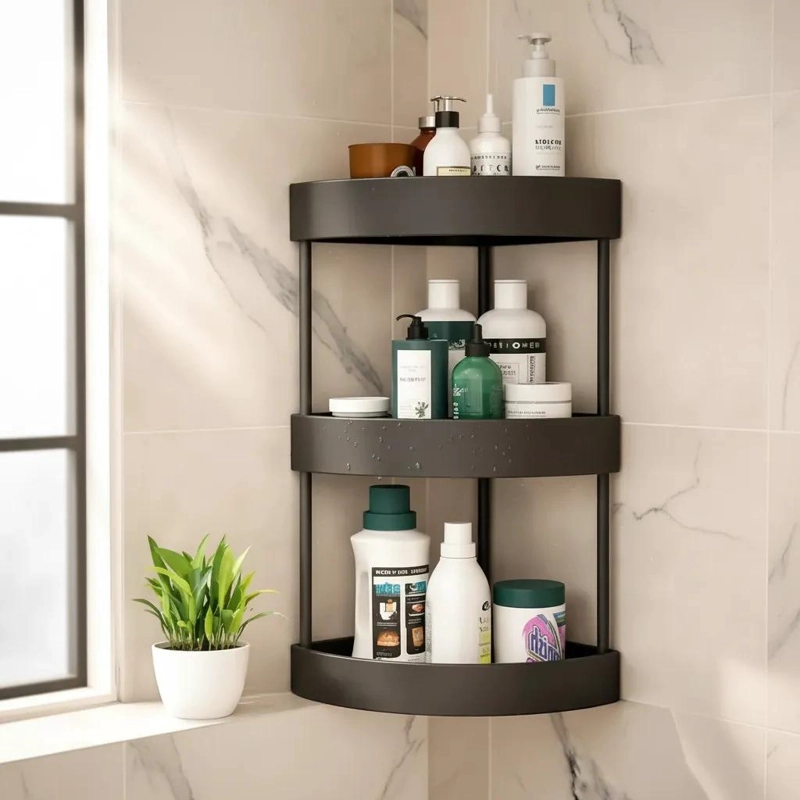 ESTANTE ORGANIZADOR ESQUINERO DE TRES NIVELES PARA BAÑO Y COCINA - 1