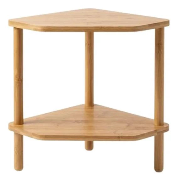 ESTANTE ESQUINERO DE BAMBU DE 2 NIVELES PARA COCINA Y BAÑO - 1