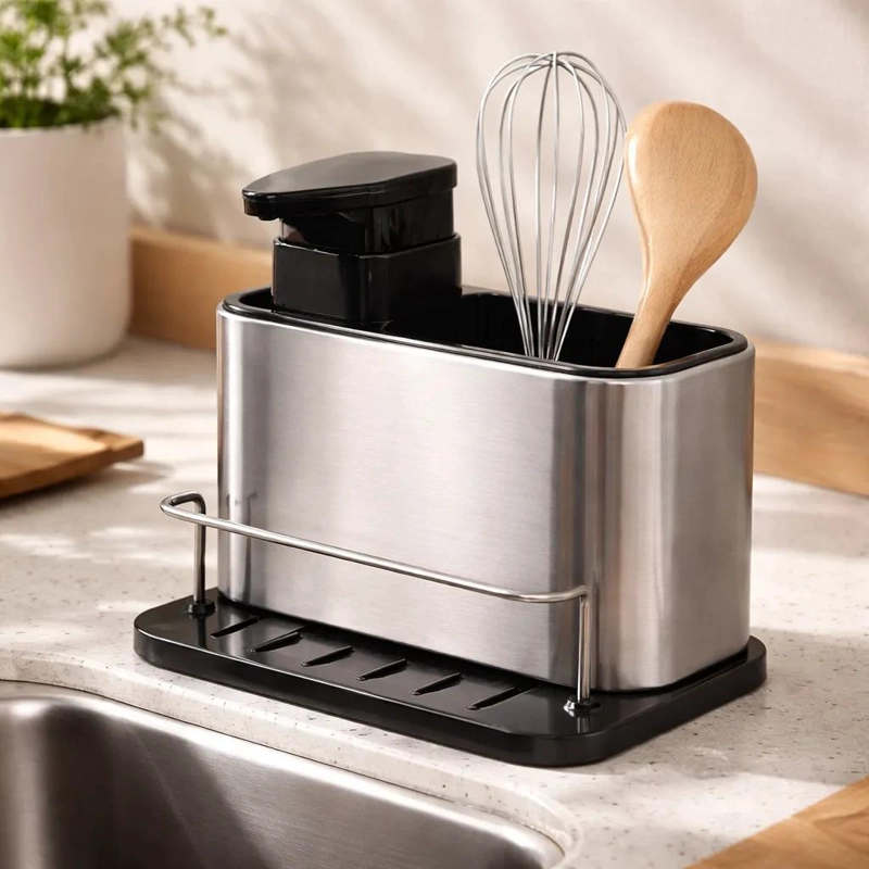 DISPENSADOR DE JABON Y PORTA ESPONJA PARA COCINA - 1