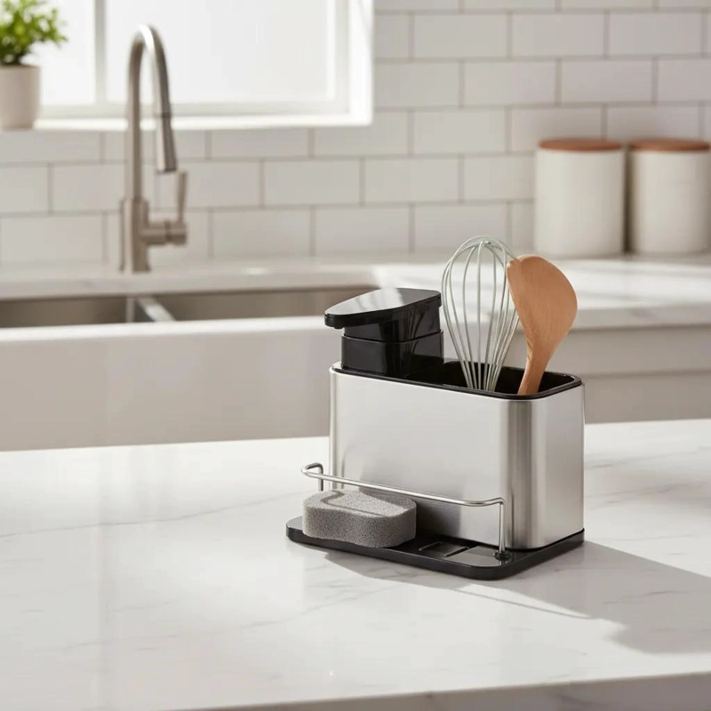 DISPENSADOR DE JABON Y PORTA ESPONJA PARA COCINA - 4