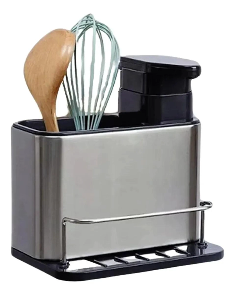 DISPENSADOR DE JABON LIQUIDO CON ORGANIZADOR Y DRENAJE - 1