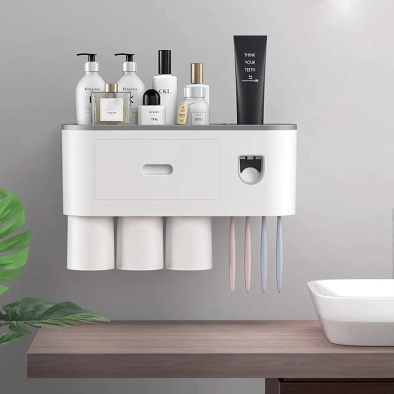 ORGANIZADOR DE CEPILLOS DE DIENTES CON 3 TAZAS Y VENTOSA - 3
