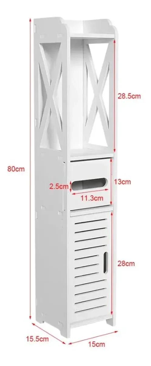 MUEBLE ORGANIZADOR BLANCO PARA BAÑO CON ESTANTE Y CAJON - 2