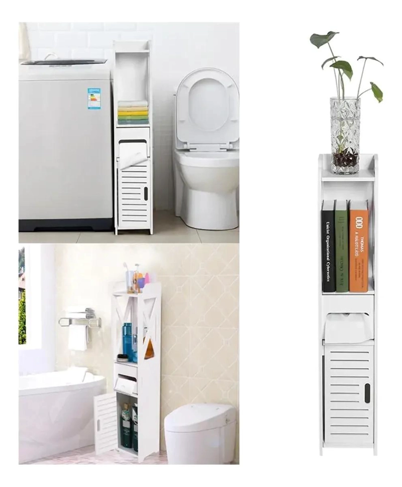 MUEBLE ORGANIZADOR BLANCO PARA BAÑO CON ESTANTE Y CAJON - 3