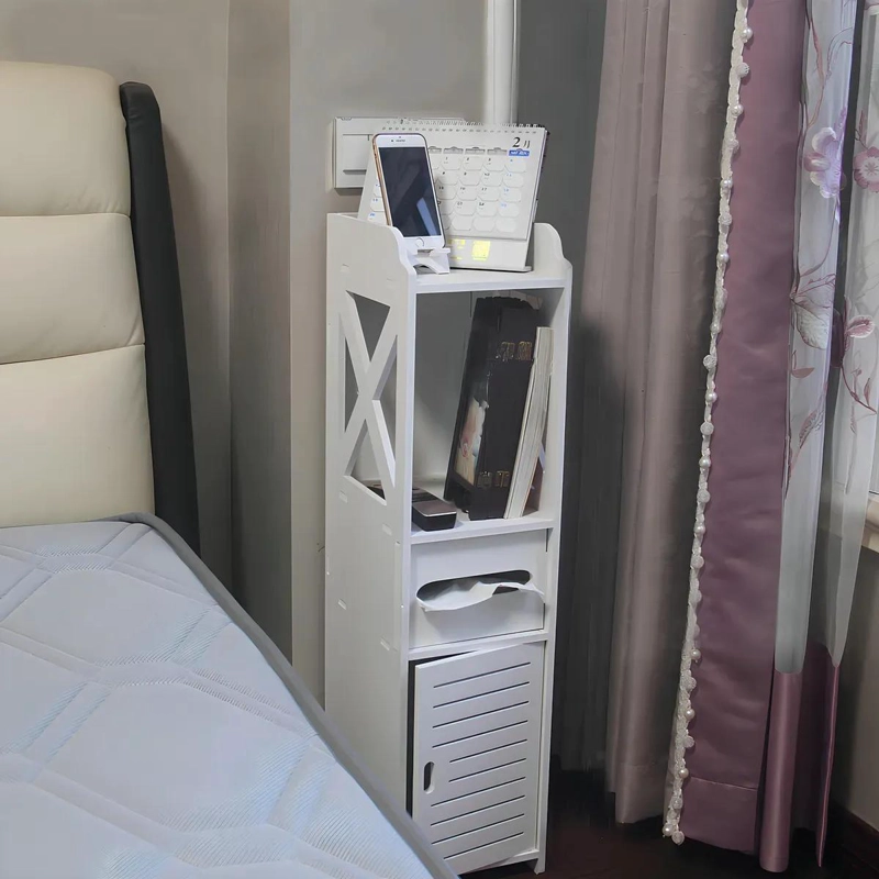 MUEBLE ORGANIZADOR BLANCO PARA BAÑO CON ESTANTE Y CAJON - 4