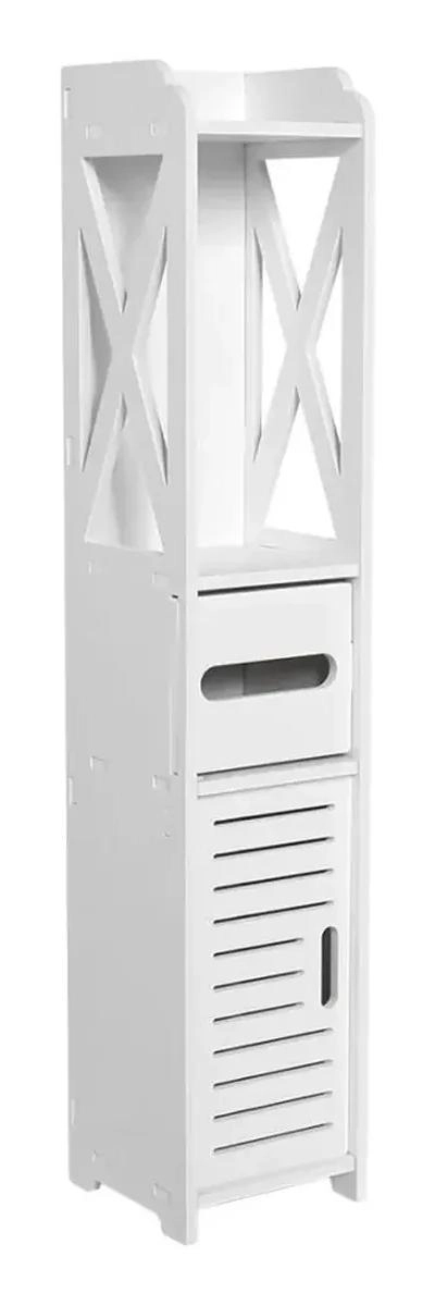 MUEBLE ORGANIZADOR BLANCO PARA BAÑO CON ESTANTE Y CAJON - 7