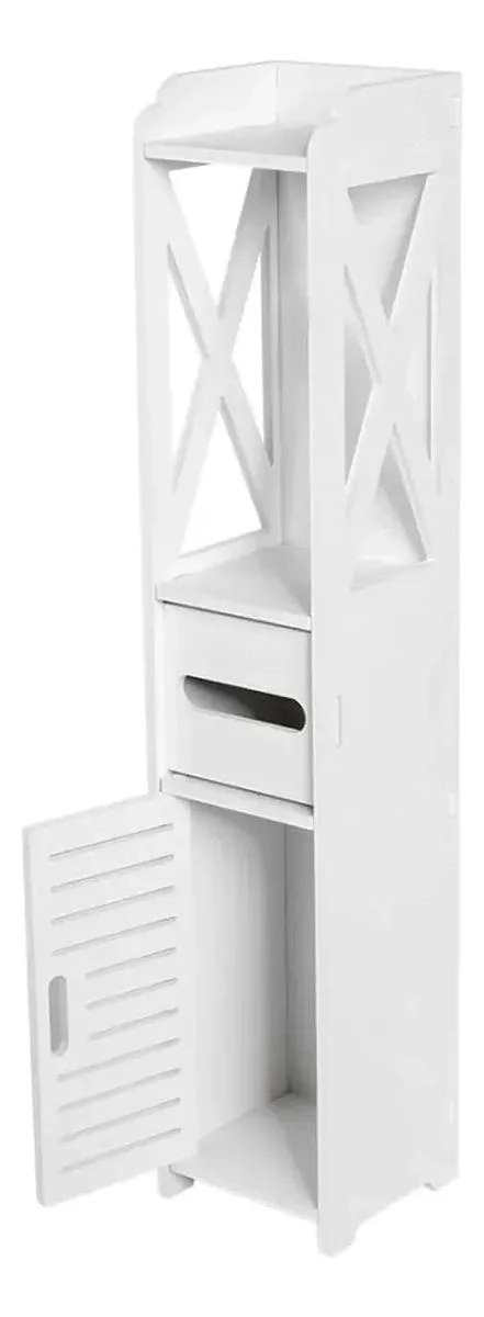 MUEBLE ORGANIZADOR BLANCO PARA BAÑO CON ESTANTE Y CAJON - 8