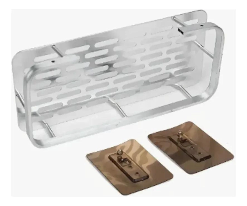 ORGANIZADOR DE BAÑO ADHESIVO PARA DUCHA EN COLOR NEGRO Y PLATEADO - 5