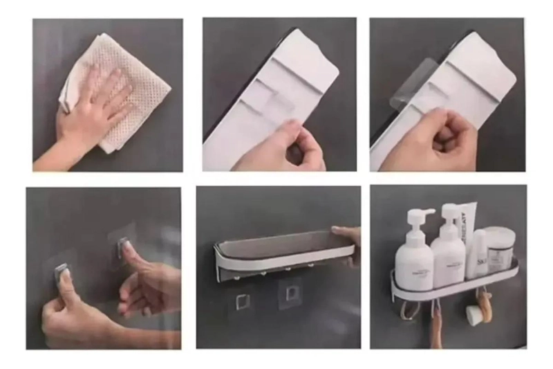 ESTANTE ADHESIVO ORGANIZADOR PARA COCINA Y BAÑO CON GANCHOS - 2