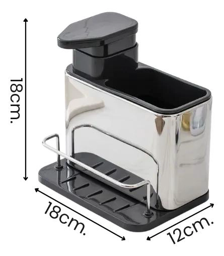 DISPENSADOR DE JABON LIQUIDO CON PORTA ESPONJA PRACTICO - 2