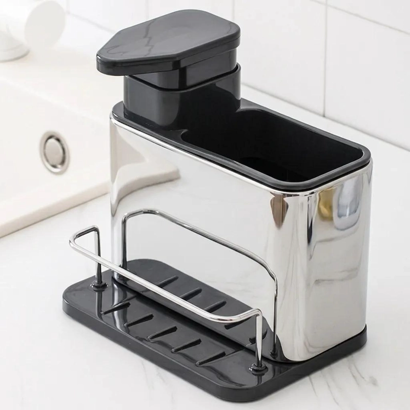 DISPENSADOR DE JABON LIQUIDO CON PORTA ESPONJA PRACTICO - 6