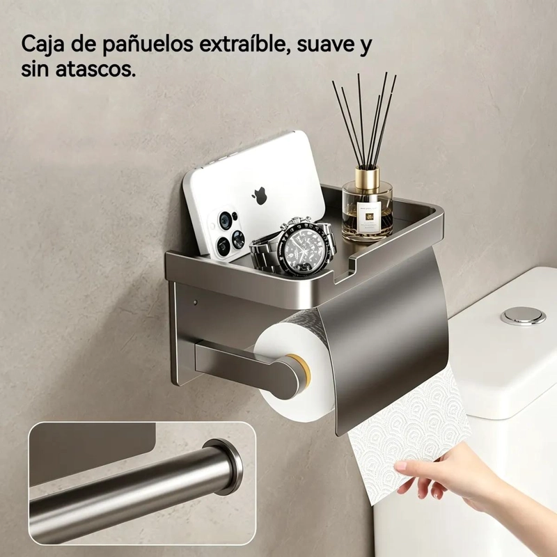 PORTA METAL HIGIE NICO ORGANIZADOR PARA BAÑO CON TAPA - 6