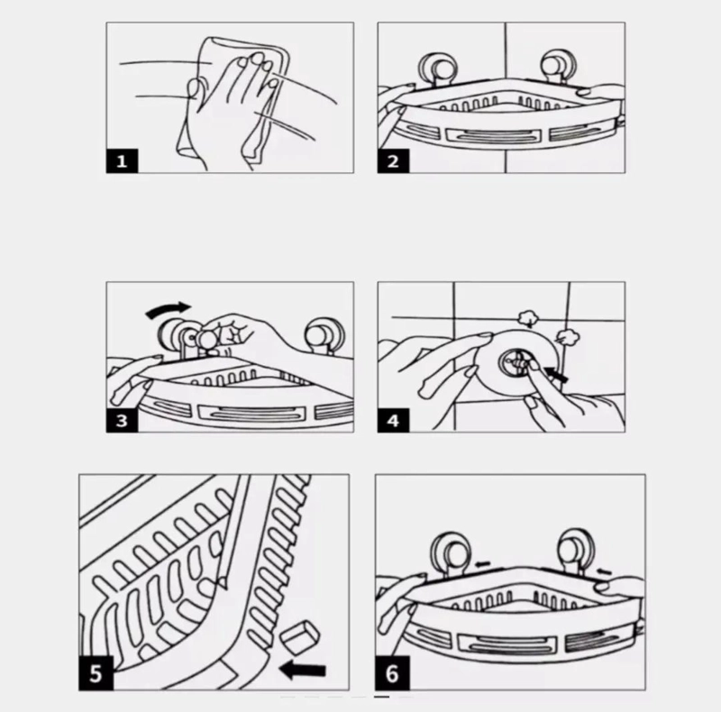 ESTANTE ESQUINERO COLGANTE PARA BAÑO CON VENTOSA Y 1 NIVEL - 6