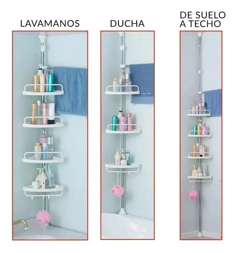 ESQUINERO DE DUCHA AJUSTABLE CON 4 REPISAS MULTIUSOS - 3