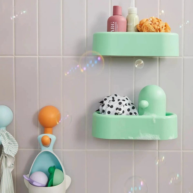 CESTA ORGANIZADORA DE BAÑO PARA NIÑOS CON VENTOSA COLOR MENTA - 2