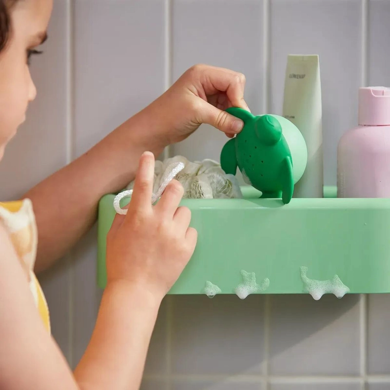 CESTA ORGANIZADORA DE BAÑO PARA NIÑOS CON VENTOSA COLOR MENTA - 5