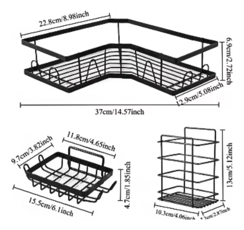 ORGANIZADOR ESQUINERO PARA DUCHA Y BAÑO AJUSTABLE CON 4 ESTANTES - 2