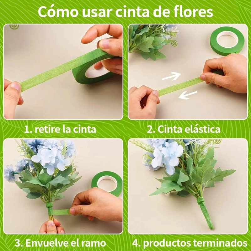 250 TALLOS DE ALAMBRE FLORAL Y 12 ROLLOS DE CINTA VERDE - 3